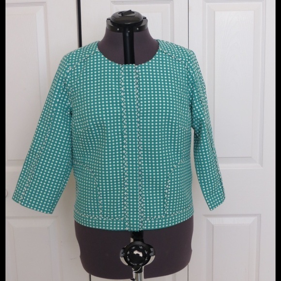 Laundry by Shell Segal Green Dotted Blazer with Contrast Stitching, Size 8 🗣 - Picture 1 of 3